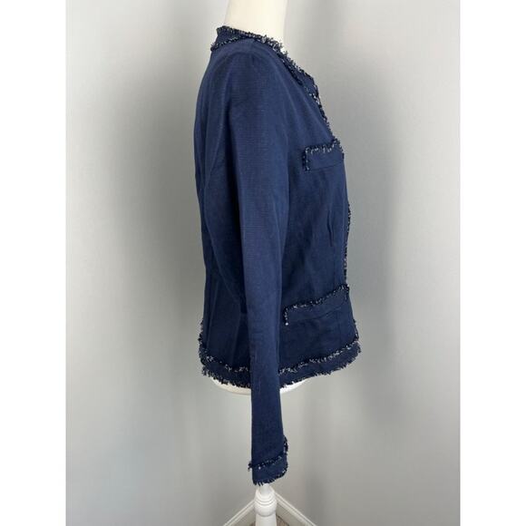 Chico's Sophisticated Sass Karinne Jacket Tonga Navy Medium - Picture 2 of 6